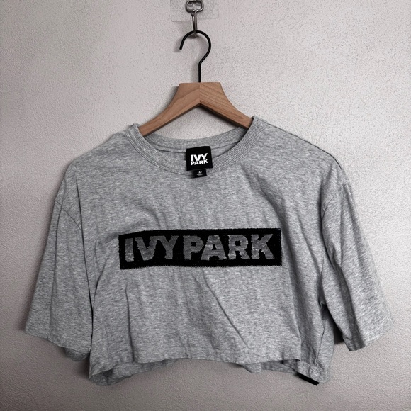 Ivy Park - Reverse Sequin Crop Top - Size Medium - Gray - Picture 6 of 9